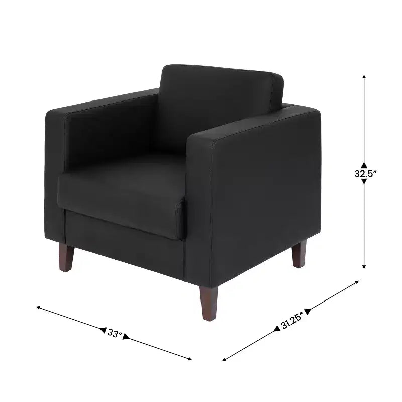 Flash Furniture HERCULES Artemis Ensemble de réception rembourré 3 pièces, 8 prises CA/4 ports USB/4 ports USB-C et pieds en noyer avec patins réglables
