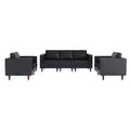 Flash Furniture HERCULES Artemis Ensemble de réception rembourré 3 pièces, 8 prises CA/4 ports USB/4 ports USB-C et pieds en noyer avec patins réglables