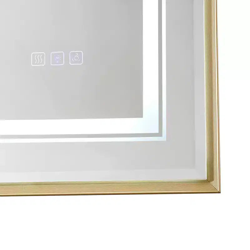 Miroir mural de salle de bain LED Whisen Touchable avec verre flotté HD, bords biseautés, cadre en aluminium et fonction anti-buée, 40x30