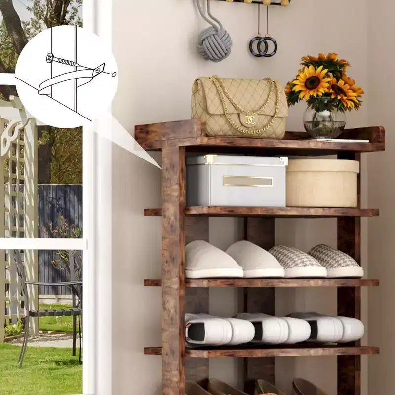 Tree City - Grand meuble à chaussures double rangée de 45" à 7 niveaux en bois pour entrée et placard, peut contenir 14 à 20 paires