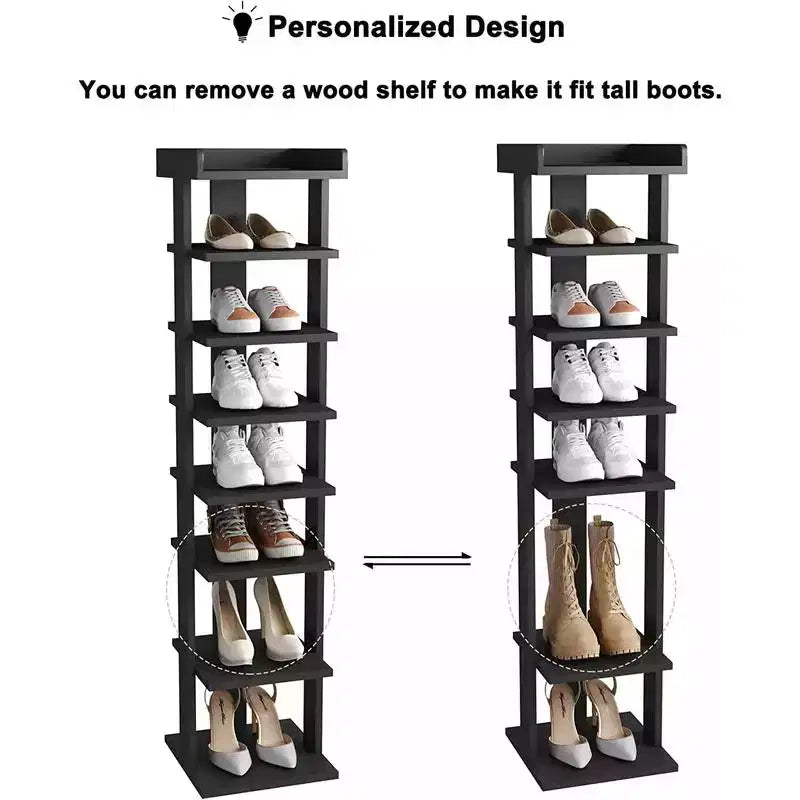 Tree City - Meuble à Chaussures Vertical en Bois à 7 Niveaux de 114 cm pour Entrée, Placard et Petits Espaces, Peut Contenir 7 à 10 Paires