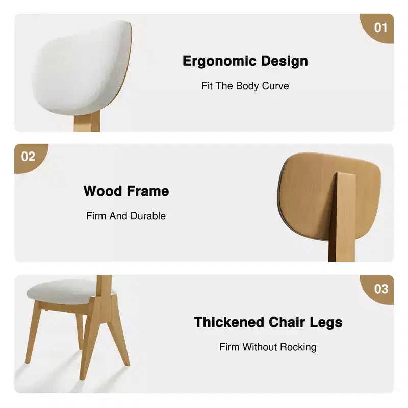 MAYEERTY Chaises de salle à manger, lot de 2, pieds en bois naturel, pour salle à manger