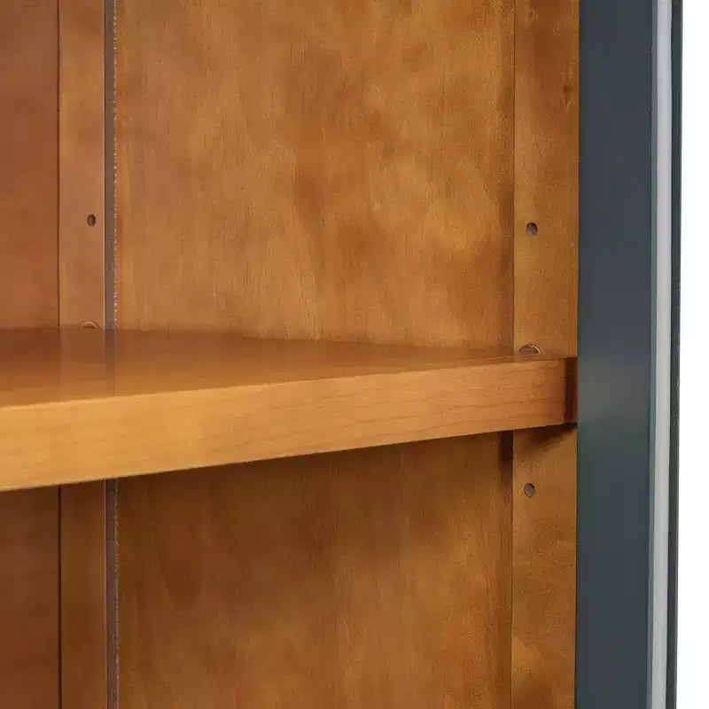 Polibi Buffet de Rangement 4 Portes avec Verre Arqué, Étagères Réglables et Portes à Rebond