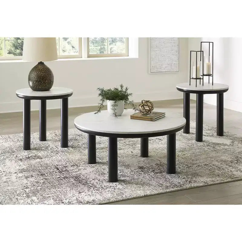 Signature Design by Ashley Xandrum Ensemble de 3 tables basses avec tables d'appoint - Fini noir/blanc