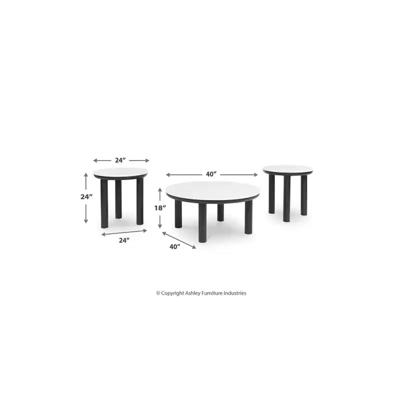 Signature Design by Ashley Xandrum Ensemble de 3 tables basses avec tables d'appoint - Fini noir/blanc