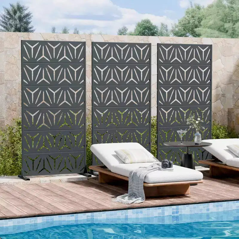 MAYEERTY Star 01 Cambrian Gray Galvanized Steel Room Divider, 72x35x16, 6-Piece Sturdy Indoor Outdoor Divider