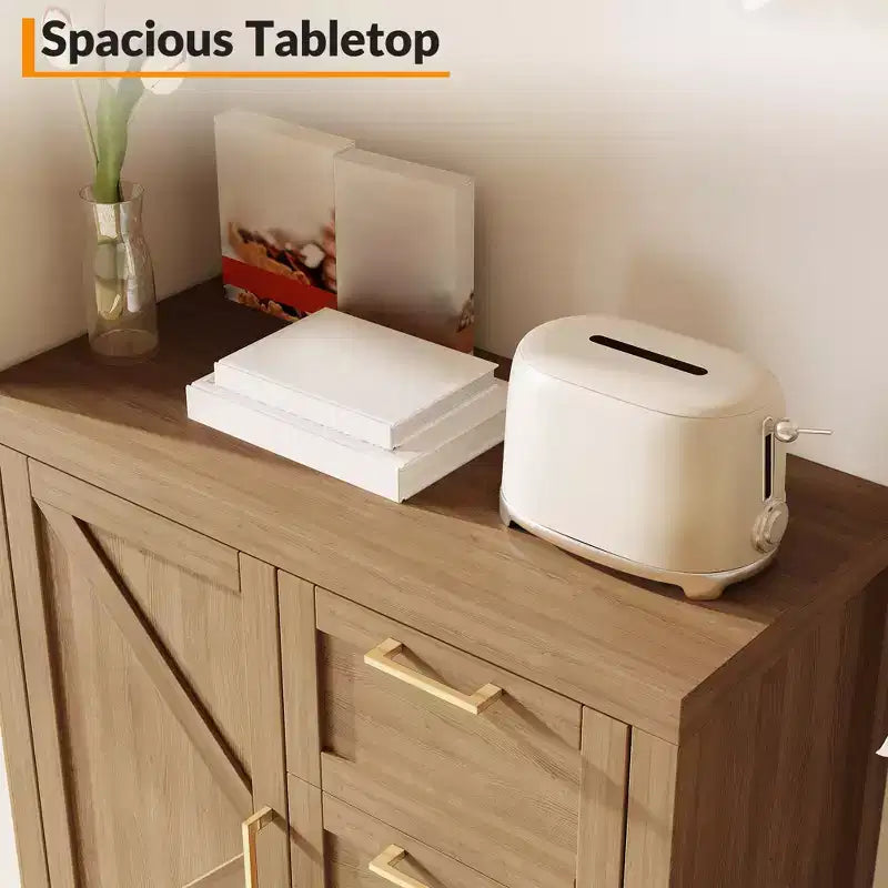 Meuble de rangement en bois avec 3 tiroirs pour salon, Noyer