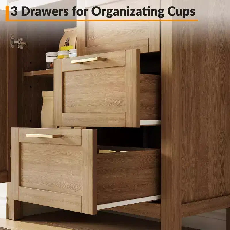 Meuble de rangement en bois avec 3 tiroirs pour salon, Noyer