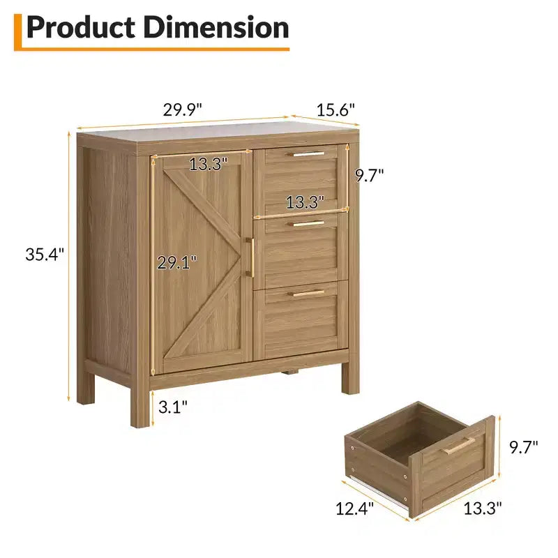 Meuble de rangement en bois avec 3 tiroirs pour salon, Noyer