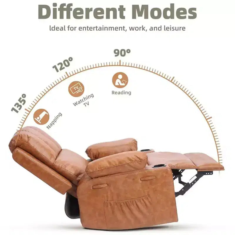 Fauteuil inclinable manuel surdimensionné GustoWave, fauteuil inclinable à bascule pivotant à 360° avec chauffage et massage, canapé-fauteuil inclinable doux Lazy Boy