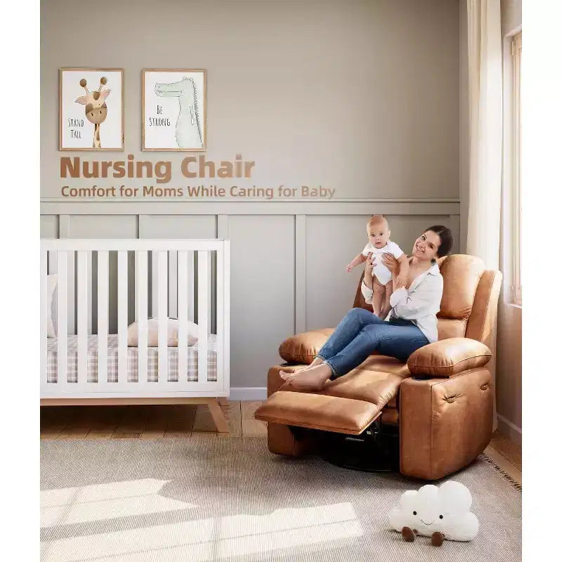 Fauteuil inclinable manuel surdimensionné GustoWave, fauteuil inclinable à bascule pivotant à 360° avec chauffage et massage, canapé-fauteuil inclinable doux Lazy Boy