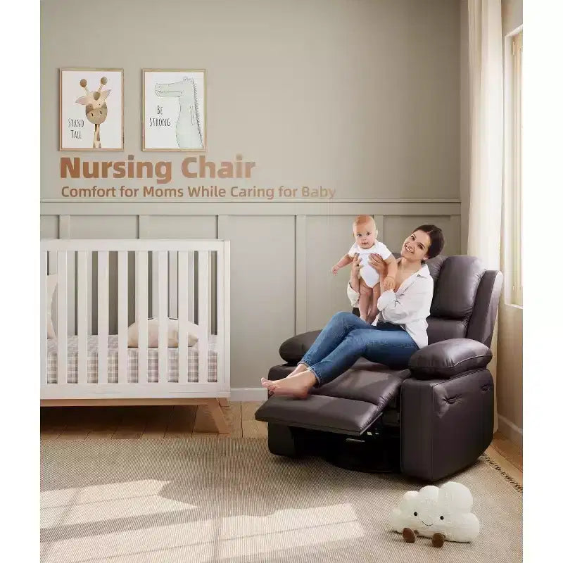 Fauteuil inclinable manuel surdimensionné GustoWave, fauteuil inclinable à bascule pivotant à 360° avec chauffage et massage, canapé-fauteuil inclinable doux Lazy Boy