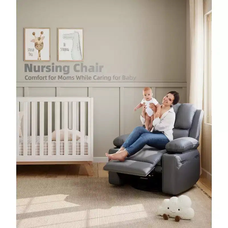 Fauteuil inclinable manuel surdimensionné GustoWave, fauteuil inclinable à bascule pivotant à 360° avec chauffage et massage, canapé-fauteuil inclinable doux Lazy Boy