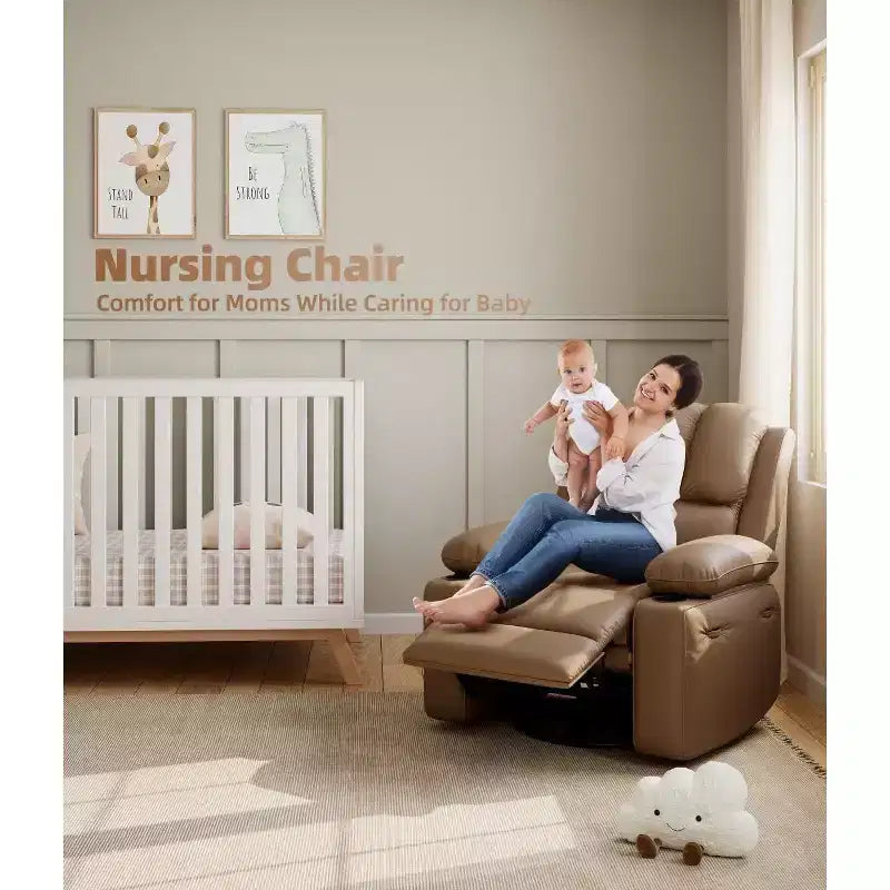 Fauteuil inclinable manuel surdimensionné GustoWave, fauteuil inclinable à bascule pivotant à 360° avec chauffage et massage, canapé-fauteuil inclinable doux Lazy Boy