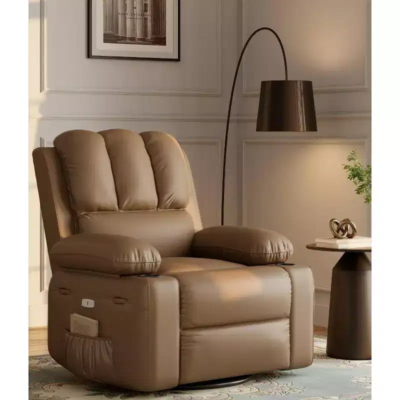 Fauteuil inclinable manuel surdimensionné GustoWave, fauteuil inclinable à bascule pivotant à 360° avec chauffage et massage, canapé-fauteuil inclinable doux Lazy Boy