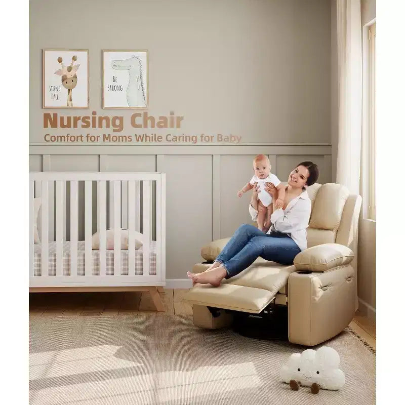 Fauteuil inclinable manuel surdimensionné GustoWave, fauteuil inclinable à bascule pivotant à 360° avec chauffage et massage, canapé-fauteuil inclinable doux Lazy Boy