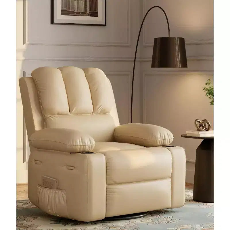 Fauteuil inclinable manuel surdimensionné GustoWave, fauteuil inclinable à bascule pivotant à 360° avec chauffage et massage, canapé-fauteuil inclinable doux Lazy Boy