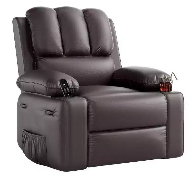 Fauteuil inclinable manuel surdimensionné GustoWave, fauteuil inclinable à bascule pivotant à 360° avec chauffage et massage, canapé-fauteuil inclinable doux Lazy Boy