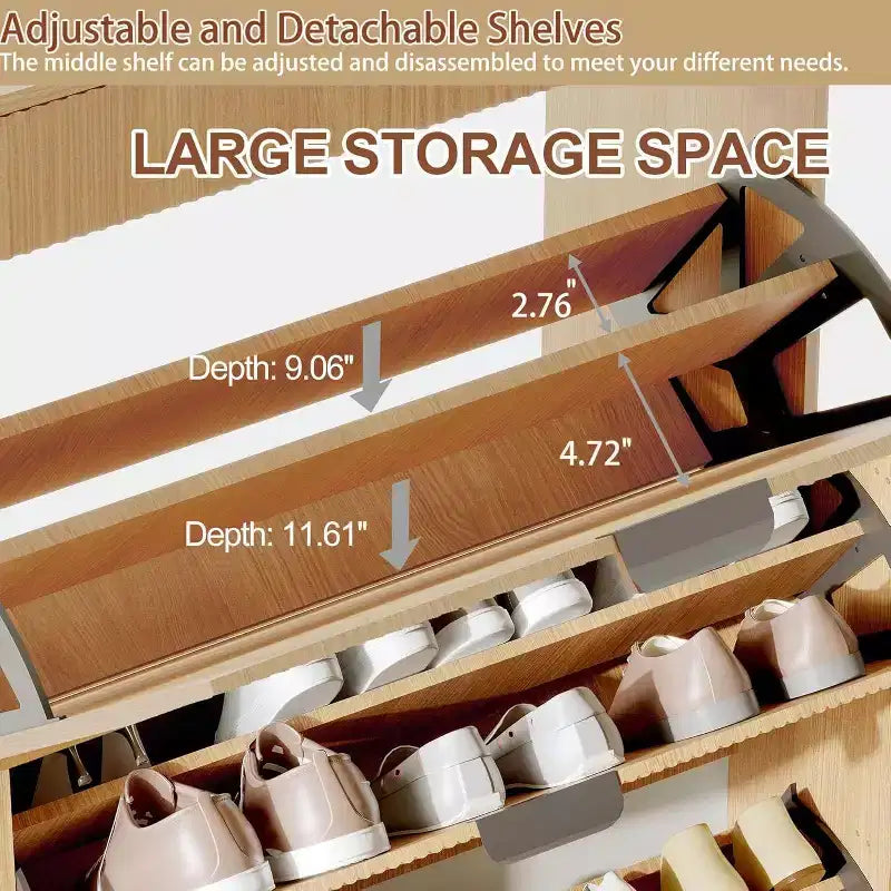 Meuble à chaussures étroit cannelé avec 3 tiroirs basculants, meuble à chaussures moderne, étagère à chaussures dissimulée autoportante pour couloir, entrée, salon