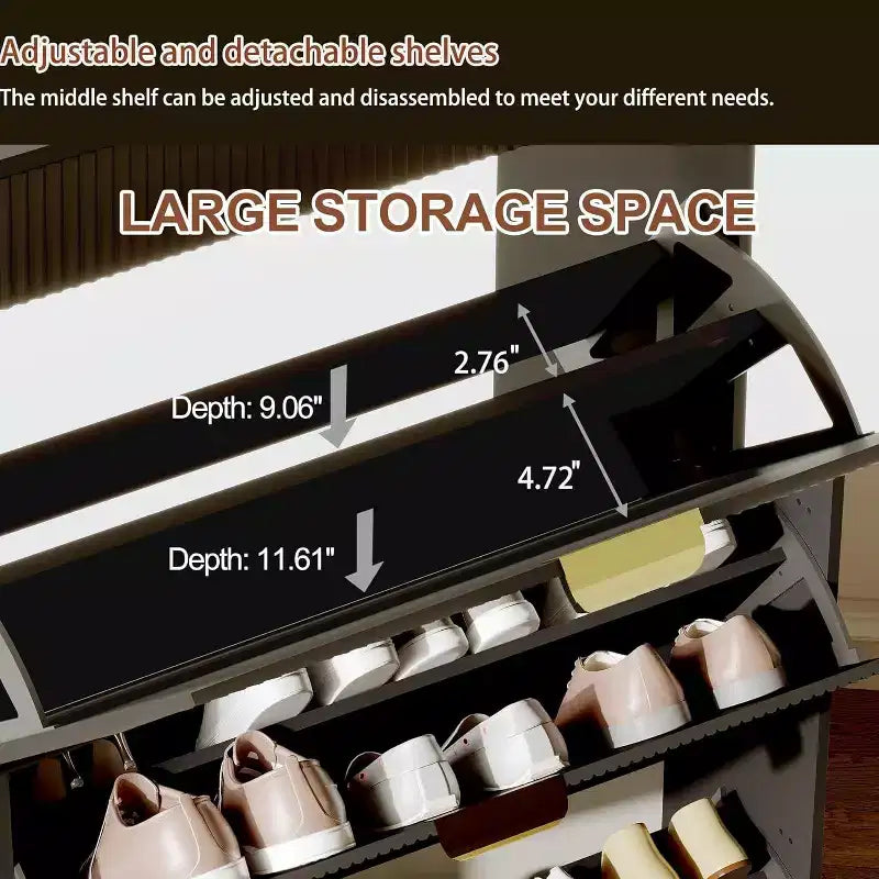 Meuble à chaussures étroit cannelé avec 3 tiroirs basculants, meuble à chaussures moderne, étagère à chaussures dissimulée autoportante pour couloir, entrée, salon