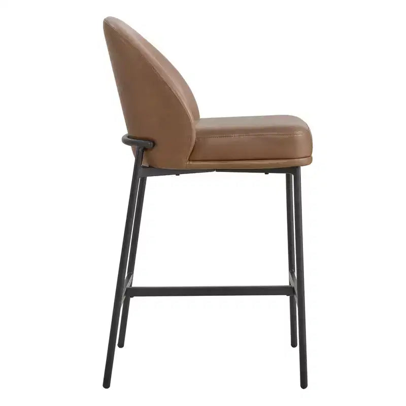 Tabouret de comptoir Spruce&Spring avec dossier incurvé et pieds en métal