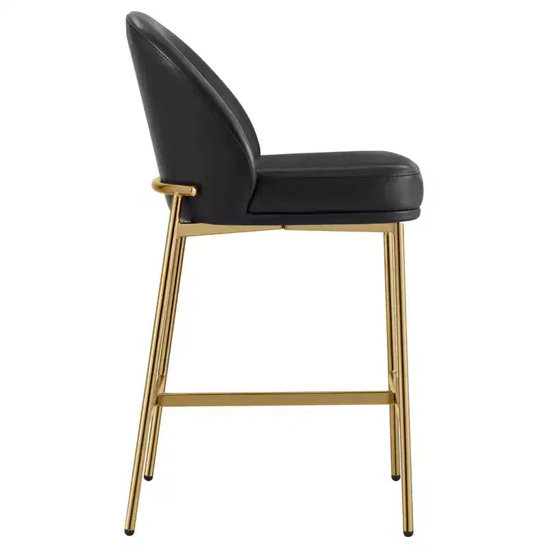 Tabouret de comptoir Spruce&Spring avec dossier incurvé et pieds en métal