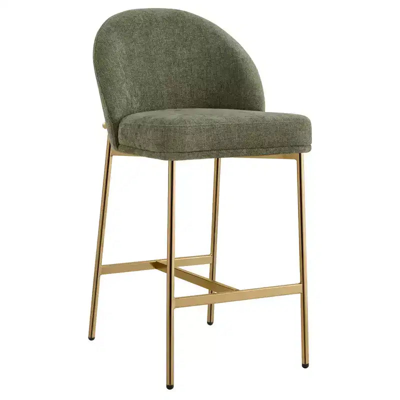 Tabouret de comptoir Spruce&Spring avec dossier incurvé et pieds en métal