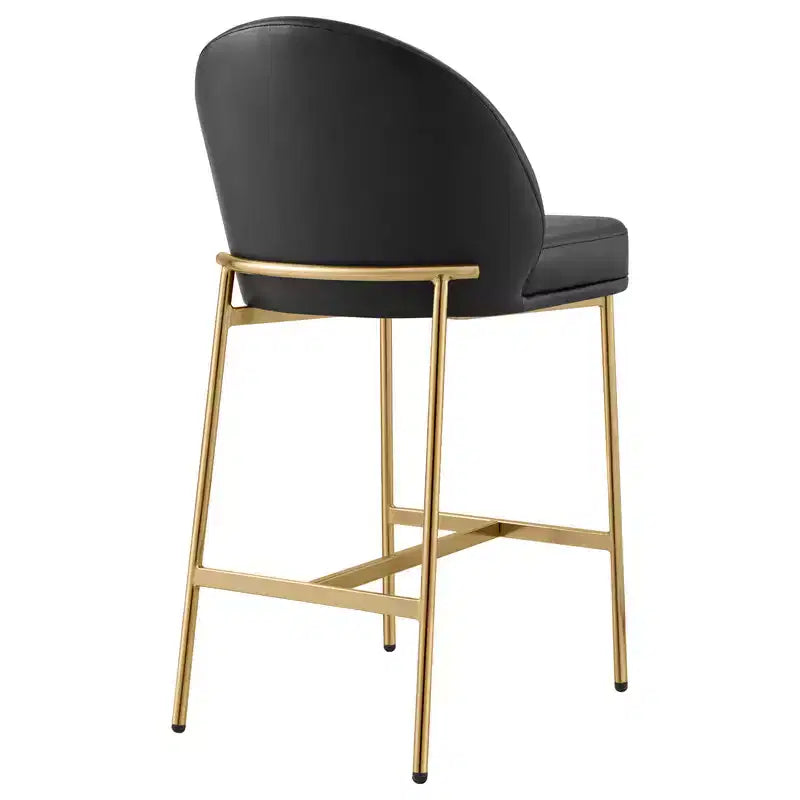 Tabouret de comptoir Spruce&Spring avec dossier incurvé et pieds en métal