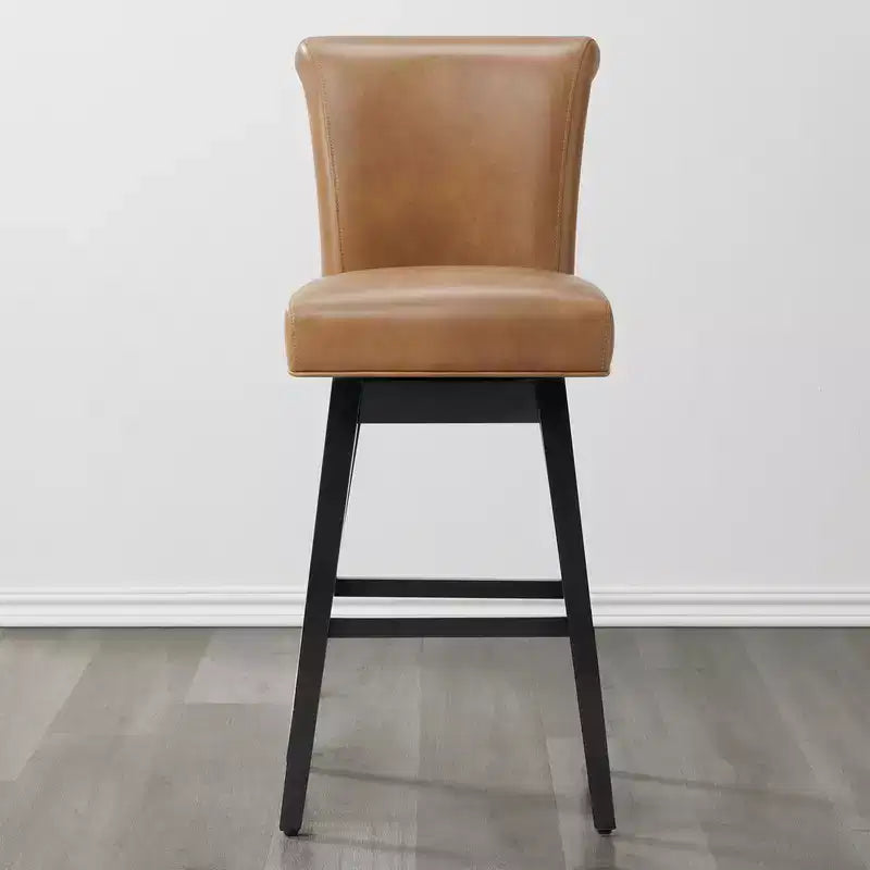 Tabouret de bar pivotant Spruce&Spring hauteur bar avec dossier incurvé et assise épaisse rembourrée