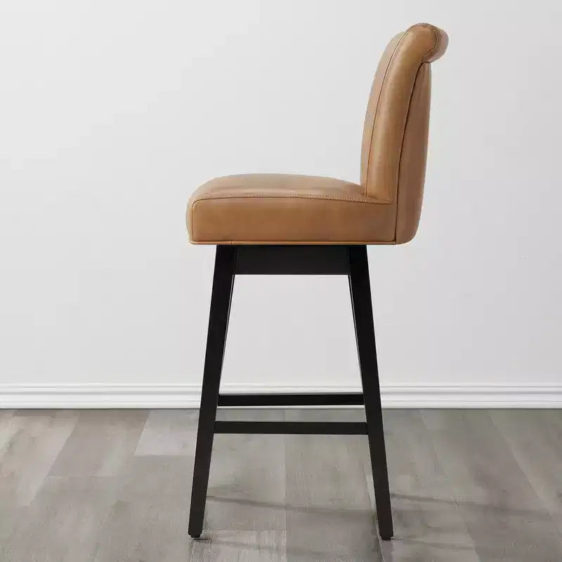 Tabouret de bar pivotant Spruce&Spring hauteur bar avec dossier incurvé et assise épaisse rembourrée