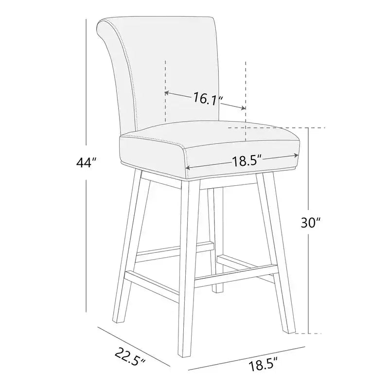 Tabouret de bar pivotant Spruce&Spring hauteur bar avec dossier incurvé et assise épaisse rembourrée