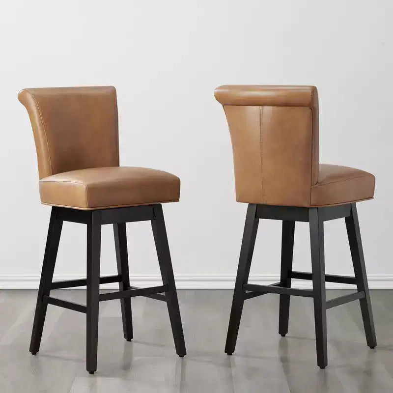 Tabouret de bar pivotant Spruce&Spring hauteur bar avec dossier incurvé et assise épaisse rembourrée