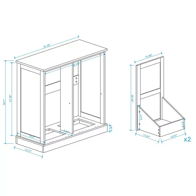 Meuble de salle de bain AndMakers blanc avec 2 portes L 31,49 po x P 13,77 po x H 30,7 po