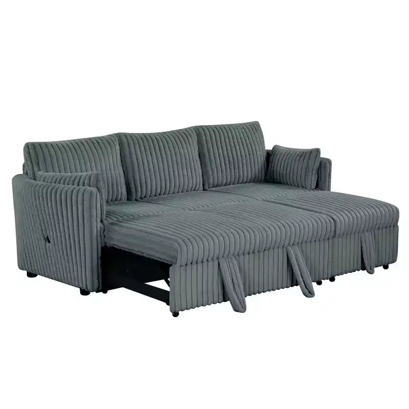 CLIHOME Canapé-lit 3 places en chenille moelleuse, canapé-lit escamotable avec 2 oreillers pour salon, velours côtelé