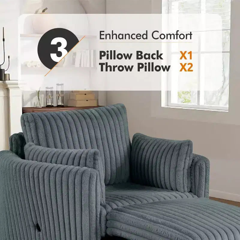CLIHOME Canapé-lit 3 places en chenille moelleuse, canapé-lit escamotable avec 2 oreillers pour salon, velours côtelé