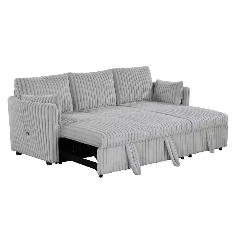 CLIHOME Canapé-lit 3 places en chenille moelleuse, canapé-lit escamotable avec 2 oreillers pour salon, velours côtelé