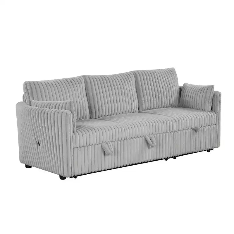 CLIHOME Canapé-lit 3 places en chenille moelleuse, canapé-lit escamotable avec 2 oreillers pour salon, velours côtelé