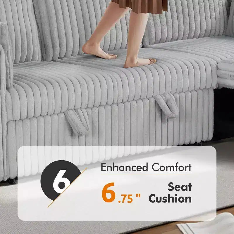 CLIHOME Canapé-lit 3 places en chenille moelleuse, canapé-lit escamotable avec 2 oreillers pour salon, velours côtelé