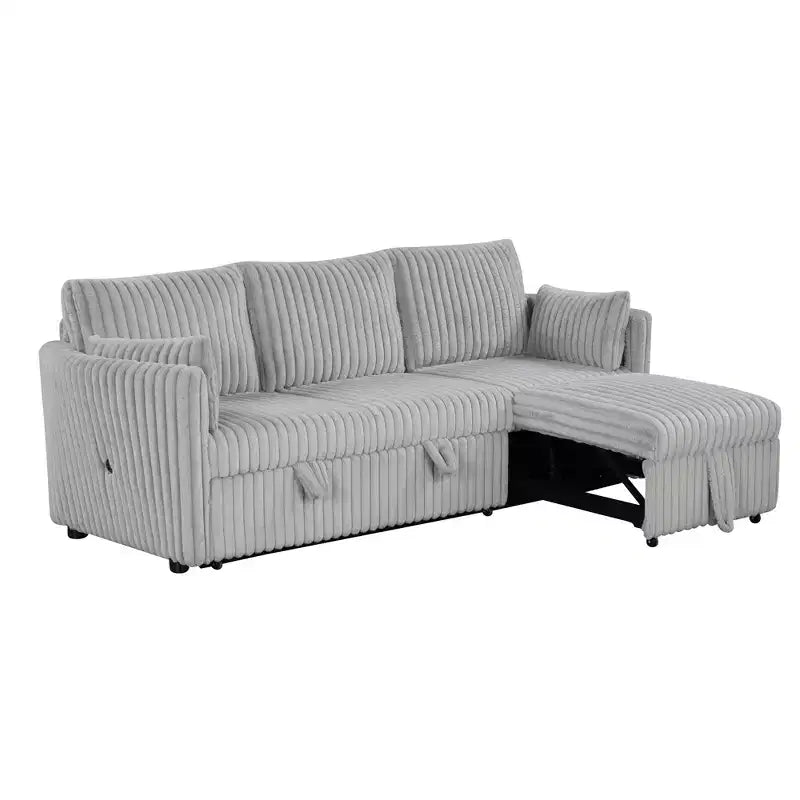 CLIHOME Canapé-lit 3 places en chenille moelleuse, canapé-lit escamotable avec 2 oreillers pour salon, velours côtelé