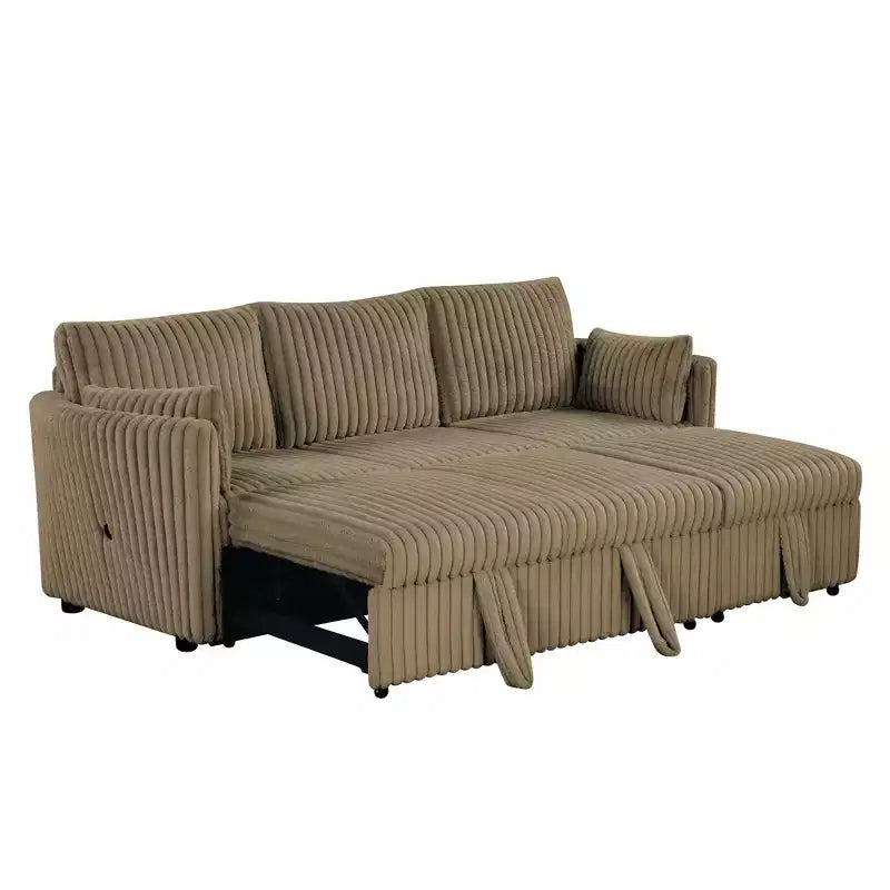CLIHOME Canapé-lit 3 places en chenille moelleuse, canapé-lit escamotable avec 2 oreillers pour salon, velours côtelé