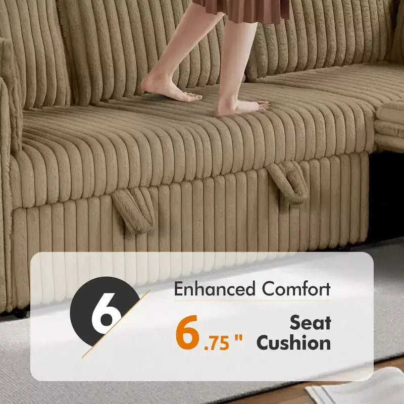 CLIHOME Canapé-lit 3 places en chenille moelleuse, canapé-lit escamotable avec 2 oreillers pour salon, velours côtelé