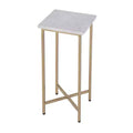 HomeRoots 21 White and Gold Distressed Marble and Iron Square End Table