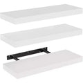 AMADA HOMEFFING 3 PCS Floating Shelf Set in White, Wall Shelves with Hidden Brackets, Floating Wall Shelves, Suitable for Bedrooms, Bathrooms, White