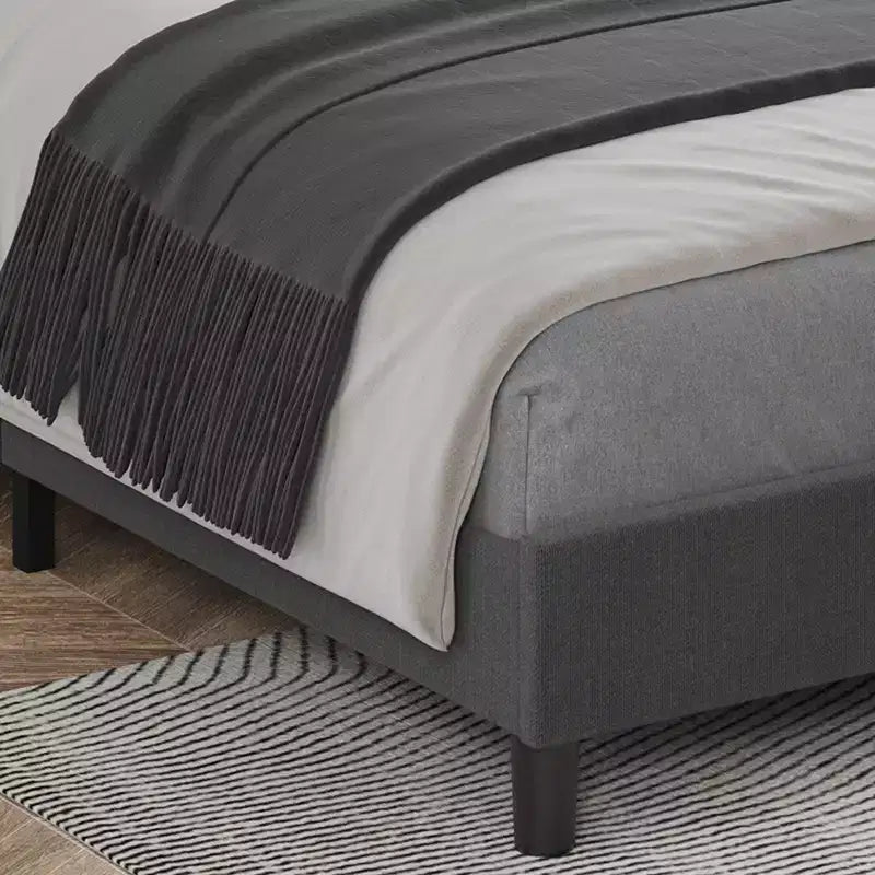 Cadre de lit plateforme Twin XL avec tête de lit réglable et rembourrée, support à lattes en bois robuste, installation facile, gris