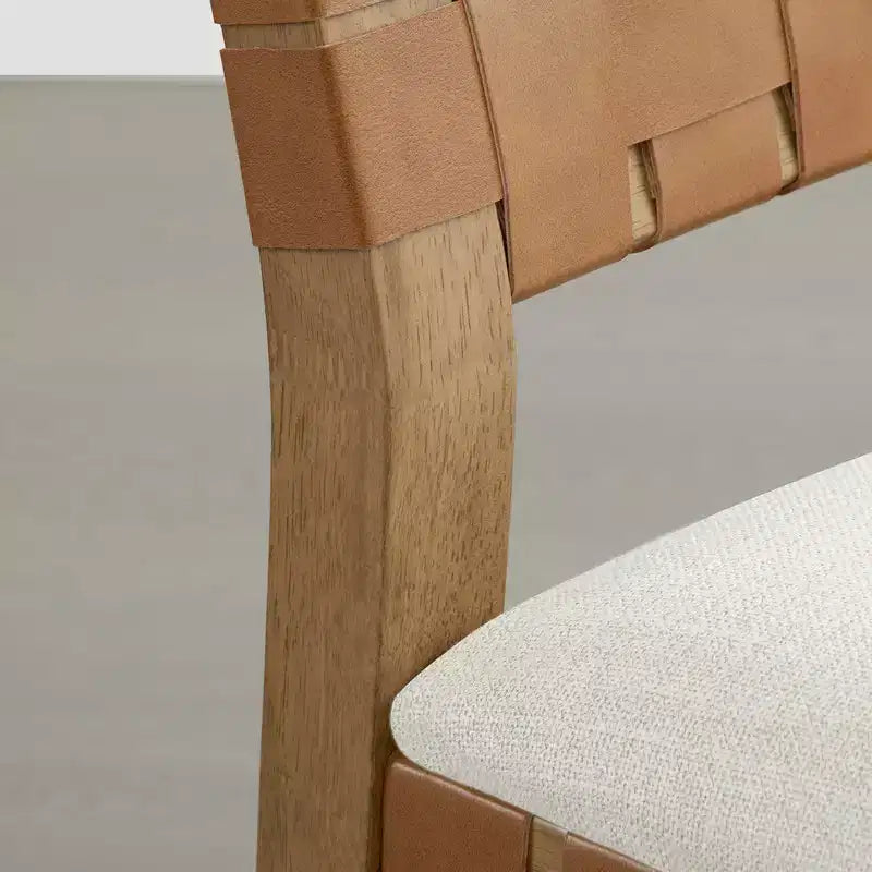 Tabouret de bar Spruce&Spring 26 en bois massif hauteur comptoir avec dossier en PVC tressé à la main et assise rembourrée, lot de 2