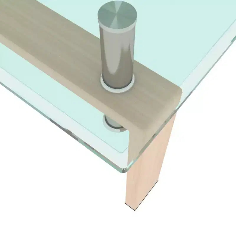 Table basse GDFStudio Henri moderne rectangulaire en verre trempé et fer avec étagère