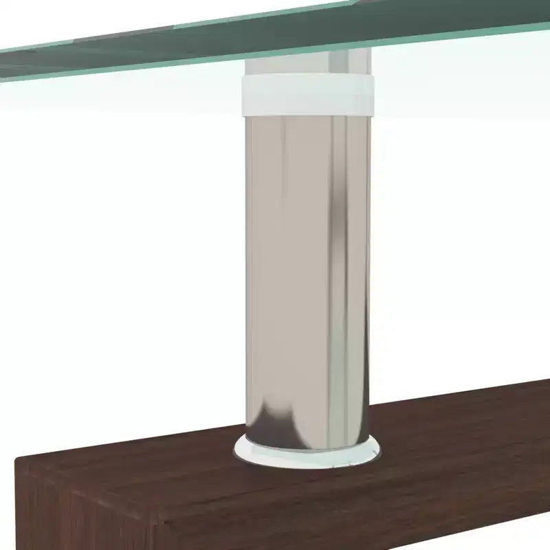 Table basse GDFStudio Henri moderne rectangulaire en verre trempé et fer avec étagère