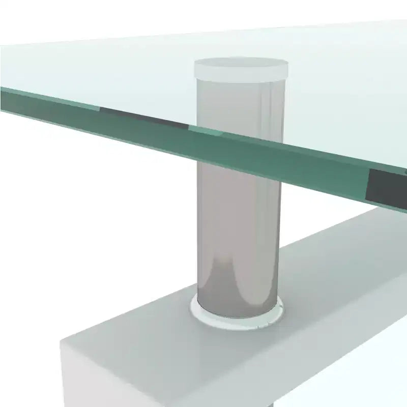 Table basse GDFStudio Henri moderne rectangulaire en verre trempé et fer avec étagère