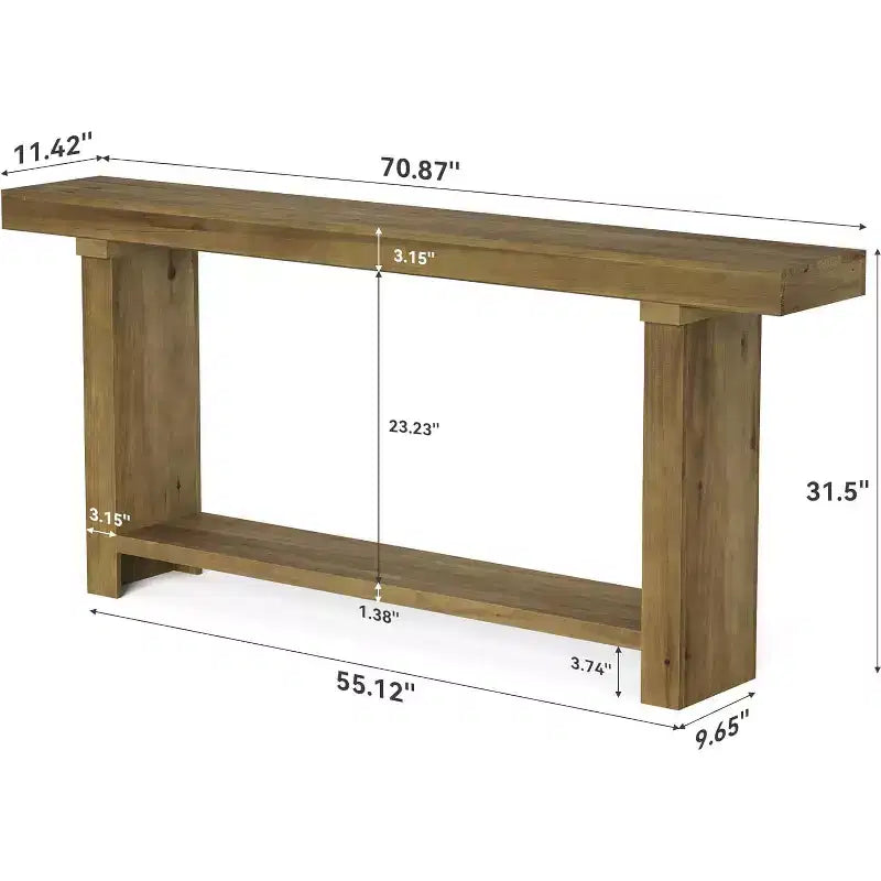 Tribesigns 70.9Table console en bois massif, table d'appoint de style rustique pour salon, entrée, couloir, foyer, marron foncé