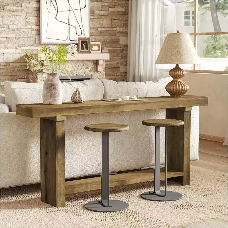 Tribesigns 70.9Table console en bois massif, table d'appoint de style rustique pour salon, entrée, couloir, foyer, marron foncé